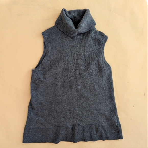H by Halston Layering Essentials Grey Wool Sleeveless Turtleneck Sweater Size L - Picture 1 of 8
